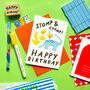 Stomp And Chomp Dinosaur Birthday Card, thumbnail 1 of 3