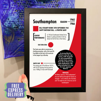 Personalised Season Print Gift For Southampton Fans, 4 of 6