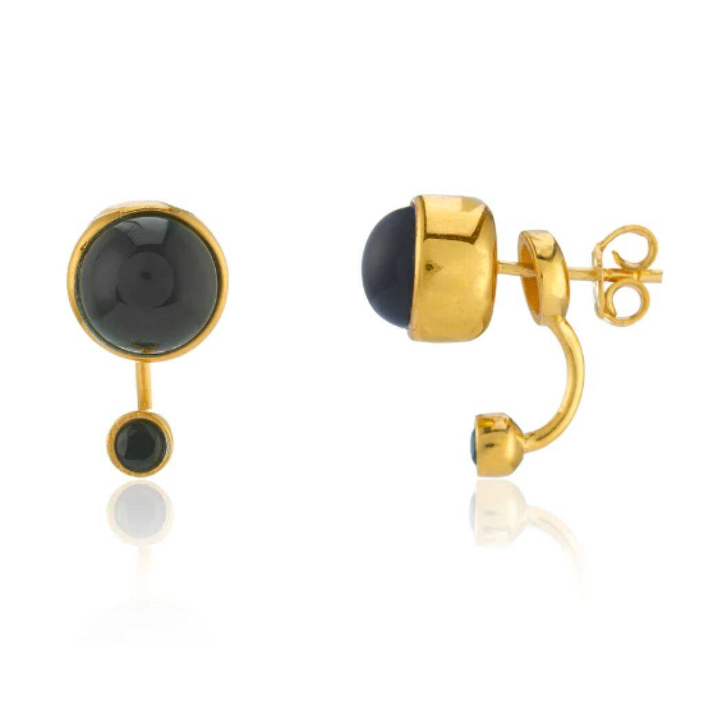 Wdts Double Onyx Wrap Earrings Gold Plating, 1 of 3