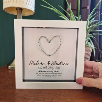 Personalised 6th Anniversary Gift Framed Iron Heart, 4 of 7