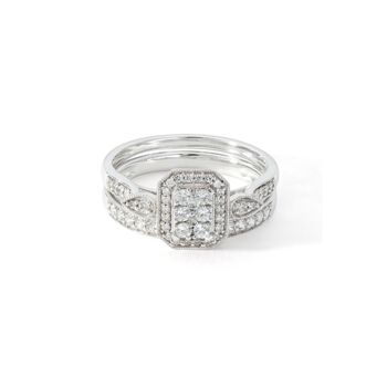 White Gold Natural Diamond Bridal Ring Set, 3 of 6