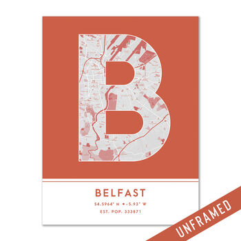 Belfast City Map Wall Art Print, 8 of 9