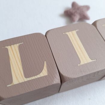 Nursery Name Letter Blocks, Baby Girl Nursery Decor Dusty Pink, 3 of 9