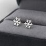 Sterling Silver Dainty Snowflake Stud Earrings, thumbnail 2 of 12