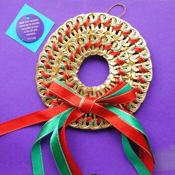 Christmas Wreath Decoration Made With Ring Pulls, 5 of 11