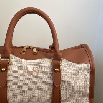 Personalised Medium Lily Canvas Faux Leather Hand Bag, 3 of 5