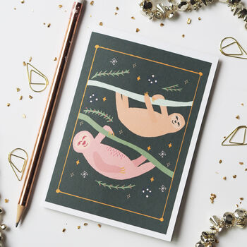 Jungle Sloth Christmas Card, 3 of 4
