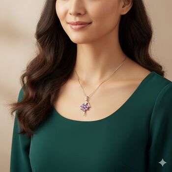 Personalised Ballerina Necklace With Purple Crystal Costume, 10 of 11