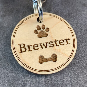 Personalised Wooden Round Pet ID Tag, 5 of 8