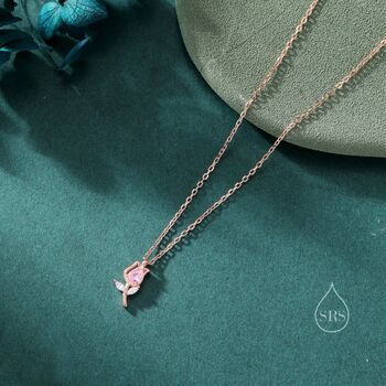 Tiny Cz Tulip Flower Pendant Necklace, 7 of 11