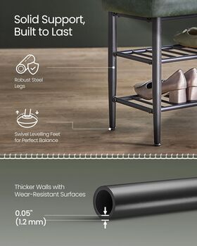 Shoe Bench Synthetic Leather Shoe Rack Bench Entryway, 5 of 8