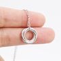 Sterling Silver Interlocking Circles Pendant Necklace With Dotted Details, thumbnail 2 of 11