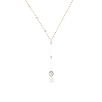 Rose, Silver Or Gold Filled Seed Pearl Lariat, 6 of 8