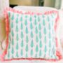 Handmade Quilted Block Print Spotty Cushion, thumbnail 2 of 5