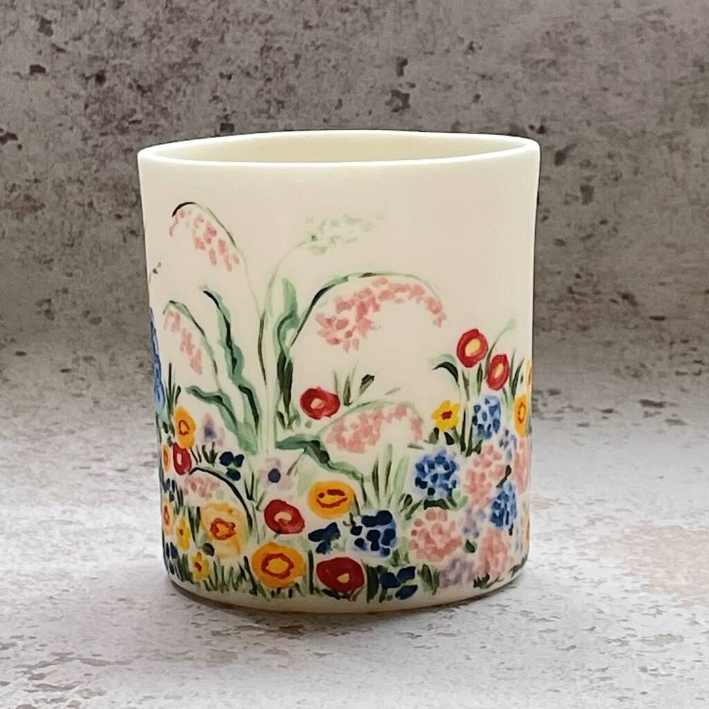 Flower Border Mini Hand Painted Tealight Holder By Suzie McDaniel Ceramics