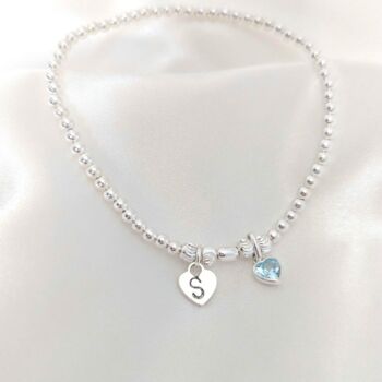 Sterling Silver Initial And Birthstone Family Bracelet, 3 of 5
