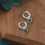 Sterling Silver Dangling Green Onyx Hoop Earrings, thumbnail 1 of 11