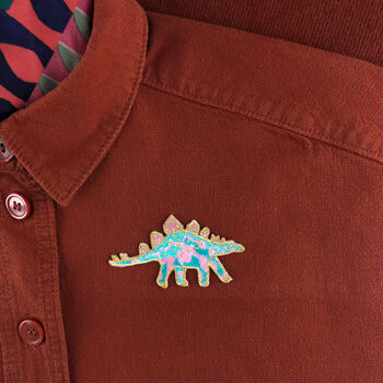 Stegosaurus Dinosaur Embroidered Sticker Badge, 5 of 5