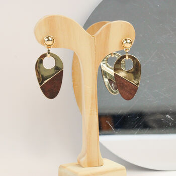 Gold Plated Imitation Wood Drop Earrings, 6 of 8