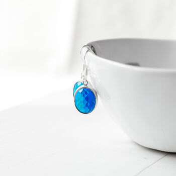 Azure Blue Faceted Glass Earrings, 3 of 7