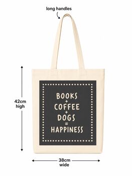Books + Coffee + Dogs = Happiness Tote Bag, 2 of 3