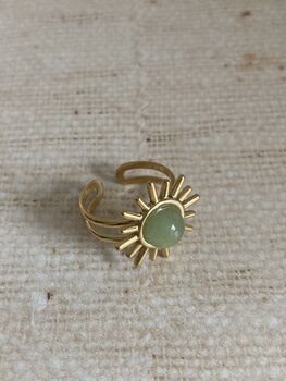 Gold Adjustable Sun Ring Mint Green, 4 of 6