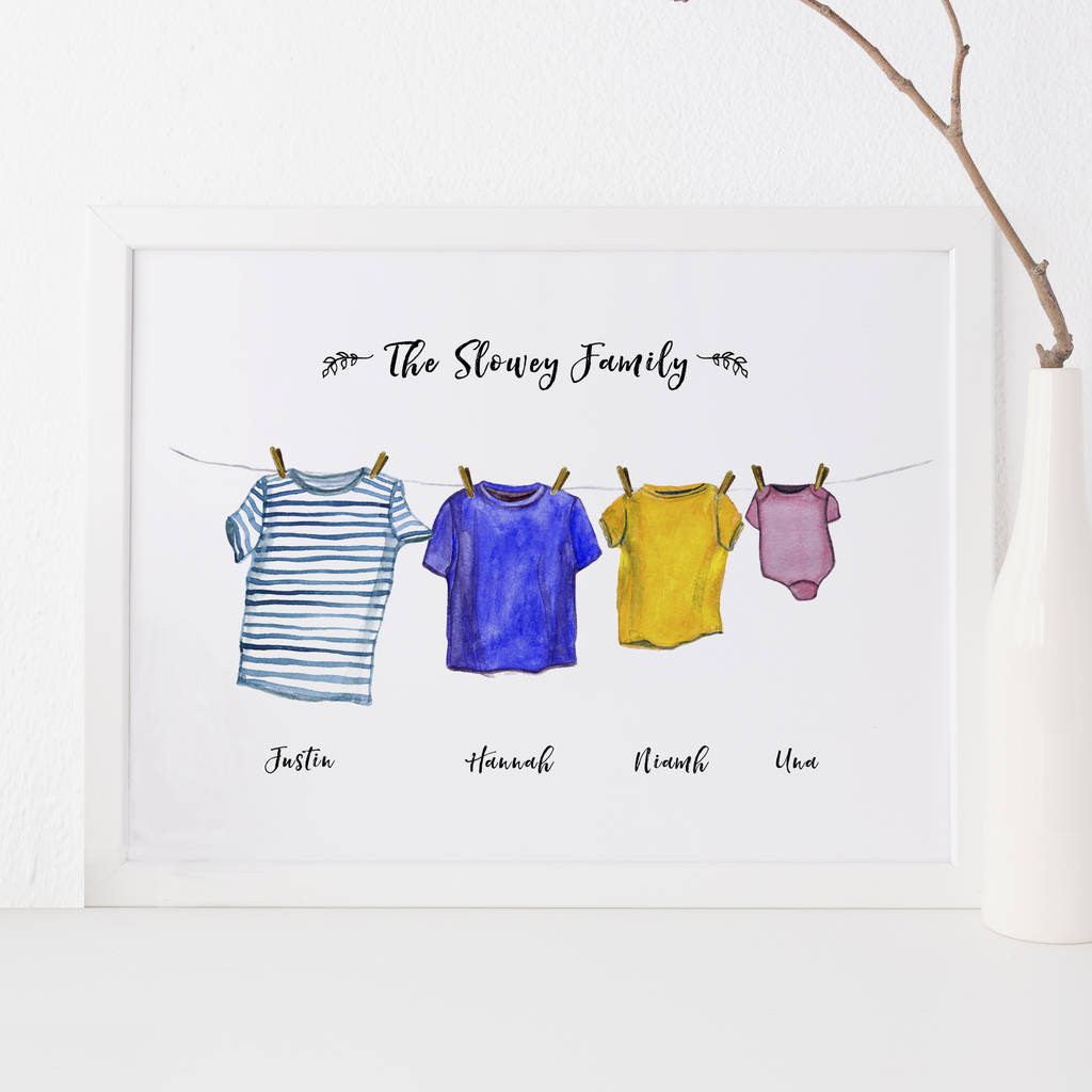 personalised washing line print by elephant grey | notonthehighstreet.com