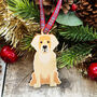 Golden Retriever Hanging Wooden Christmas Decoration, thumbnail 3 of 5