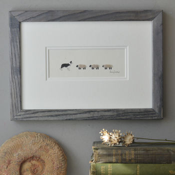 Border Collie And Woolly Sheep Hand Finished Art Print, 2 of 5
