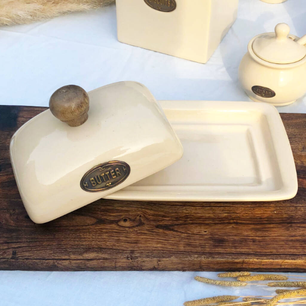 Cream Ceramic Butter Dish Butter Tray With Lid By The Happy Place