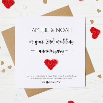 Personalised 2nd Cotton Wedding Anniversary Card, 6 of 6