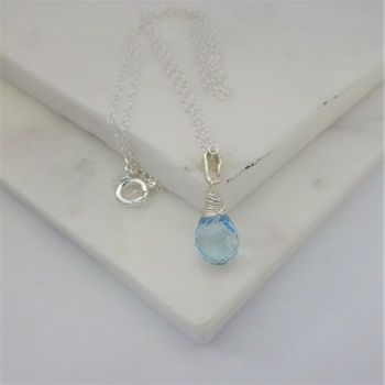 Petite Blue Topaz Silver Necklace, 3 of 4