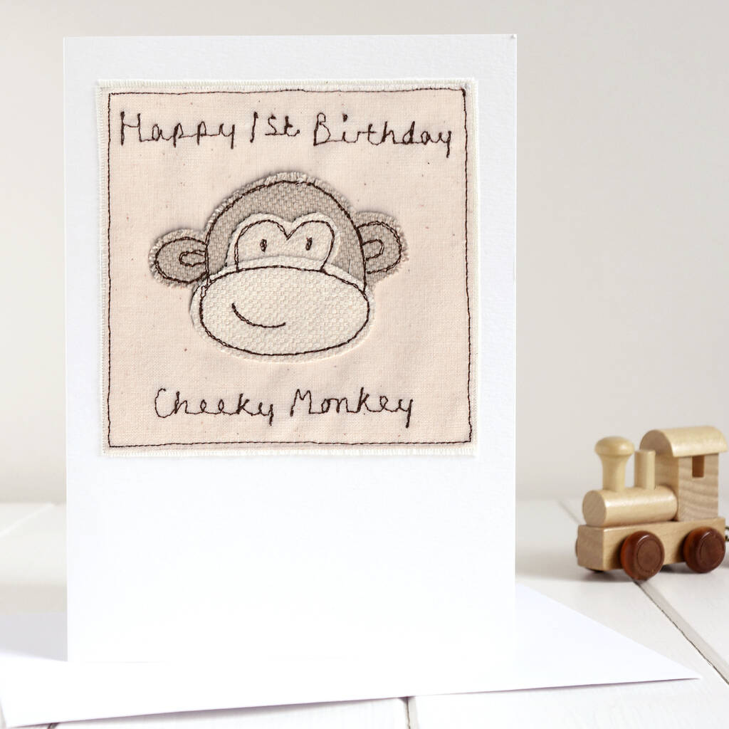 Personalised Monkey Birthday Card For Girls Or Boys, 1 of 11