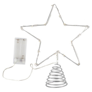 Silver Star Christmas Tree Topper With Lights, 2 of 3