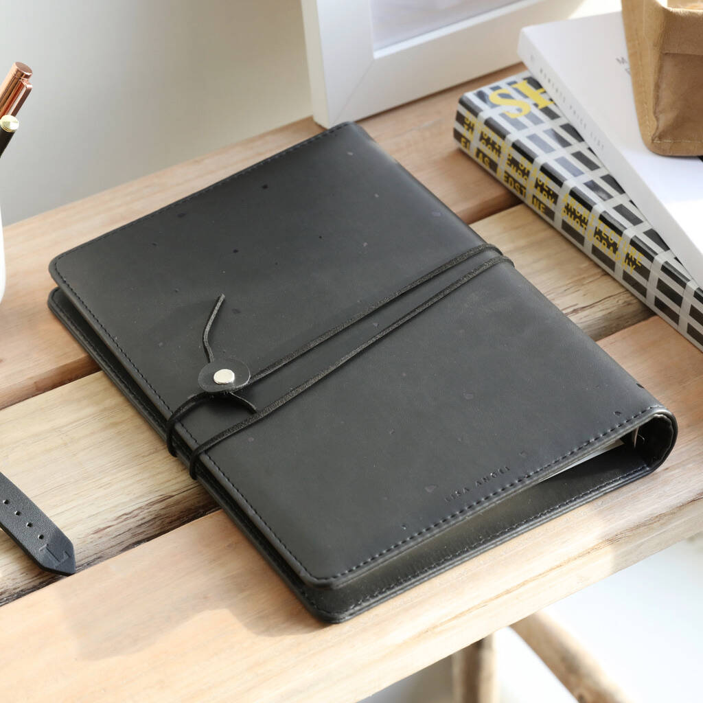 Black Vegan Leather Refillable Notebook By Lisa Angel