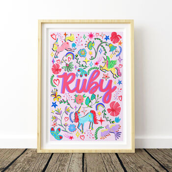 Lilac Unicorn Name Print Set, 6 of 12