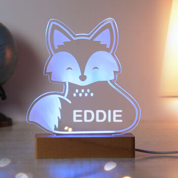 Personalised Cute Fox Wooden LED Night Light, 5 of 10