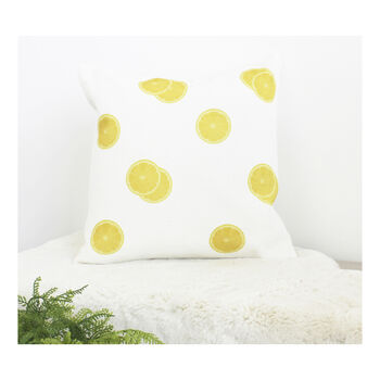 Luxurious Linen Cushion With Lemon Slices, 3 of 3