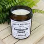Personalised Mothers Day Favourite Child Amber Candle, thumbnail 2 of 5