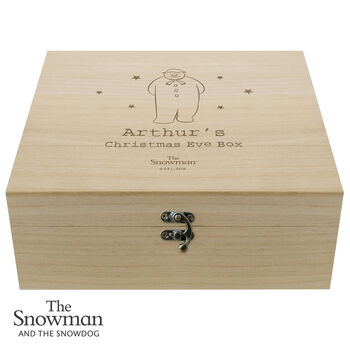 Personalised The Snowman Large Wooden Christmas Eve Box, 3 of 3