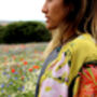 Silk Kimono Jacket 'Enticement' Print Vibrant Yellow, thumbnail 2 of 6