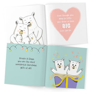 Personalised Twins First Christmas Children's Book, 11 of 11