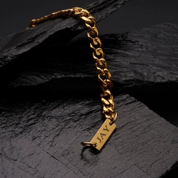 Gold Engravable 7mm Cuban Bracelet Unisex, 3 of 12