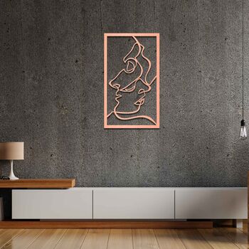 Modern Wooden Faces Line Art: Stylish Room Decor, 6 of 10