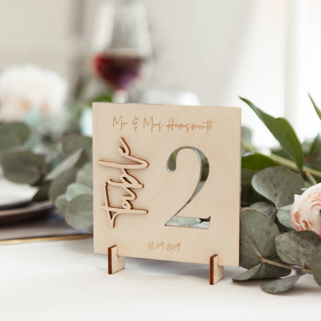 Personalised Wooden Wedding Table Numbers By Clouds and Currents