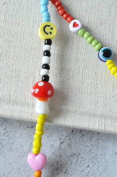 Custom Shroom Beaded Phone Strap, 3 of 4