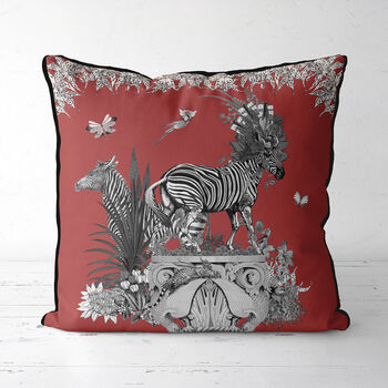 Tropical Zebra Cushion In Red, 2 of 7