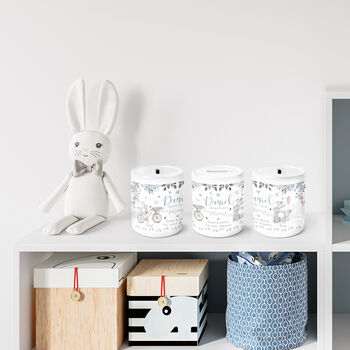Personalised Floral Rabbits Ceramic Money Box, 5 of 10