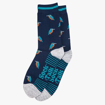 Kingfisher Birds Bamboo Socks Men's Navy Blue, 3 of 4