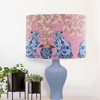 Chinoiserie Leopard Twins On Pink Lampshade, 2 of 5